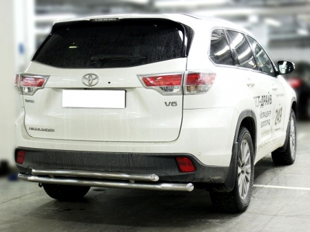 Toyota Highlander 2010-2013г.в.-Защита заднего бампера радиусная двойная d-60+53
